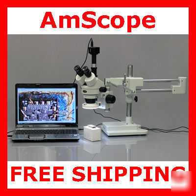 7X-45X stereo microscope w/ 64 led light + USB2 camera