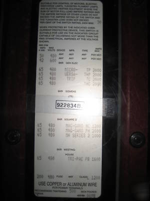 Asco 600 a amp transfer switch ats E436360097XC 480V