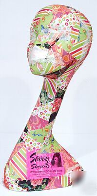 Decoupage mannequin - 20-inch swan neck wig/hat stand 