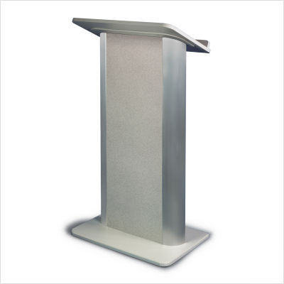 Gray granite lectern with satin anodized aluminum