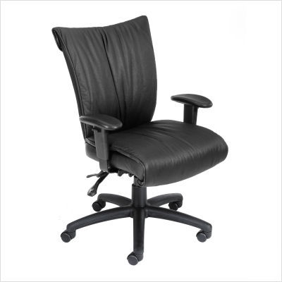 Boss office mid-back leather plus chair no seat slider