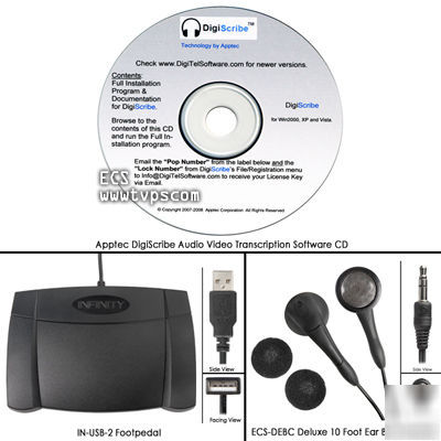 Digiscribe audio video transcriber software earbud fp