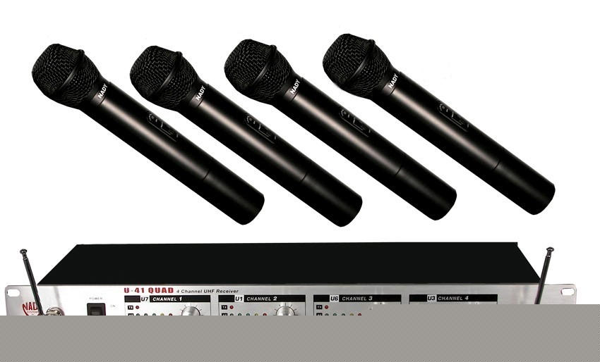 Nady u-41 quad 4 uhf handheld wireless microphones
