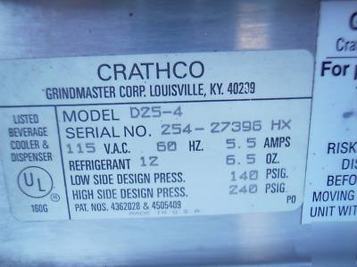 Crathco D25-4 twin bowl cold drink bubbler dispenser