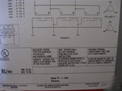 2 dry type transformers, sold individually