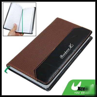 Brown blk faux leather writing paper note-book notebook