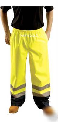 Hi-viz solid lime/yellow/blk waterproof rain pant-xlg