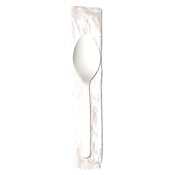 Individually wrapped white plastic spoons - 5-3/4IN