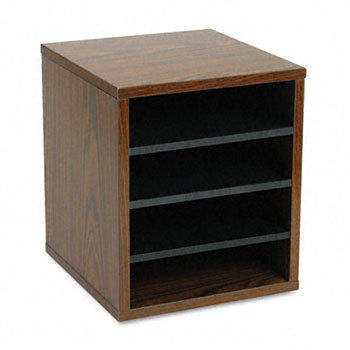 New particle board literature sorter four sections 