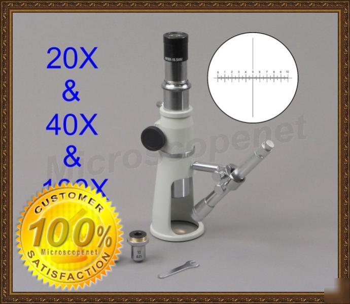 Portable shop measuring microscope 20X 40X 100X in-one