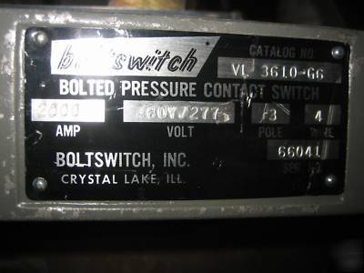 Bolt loc bolted pressure switch vl 3610 G6 2000 amp gnd