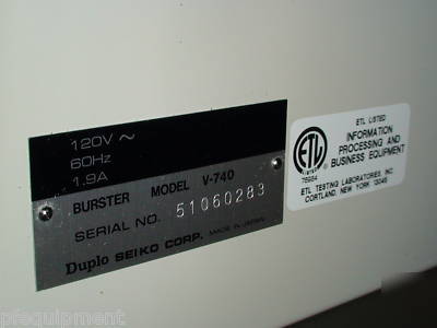 Duplo v-740 continuous forms burster