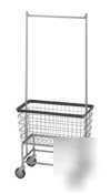 Large capacity laundry cart w/double pole rack chrome