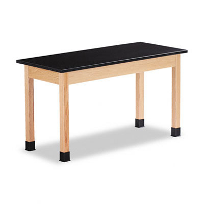 Science table solid epoxy resin top oak table/black top