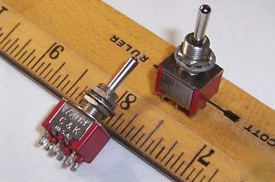 2 c&k toggle switches, min.panel mt. dpdt on/off/on . 
