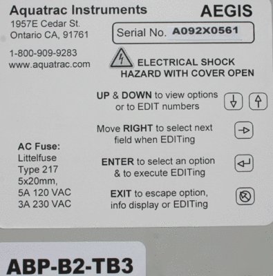 Aegis aquatrac controller abp-B2-TB3