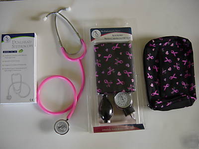 Blood pressure cuff w/ dual head stethoscope and case