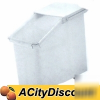 Channel mobile plastic ingredient storage bin flip top