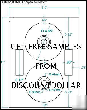 200 neato style cd dvd labels cd/dvd -r full face label
