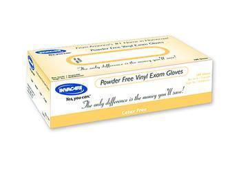 Invacare gloves vinyl disposable powder free exam grade