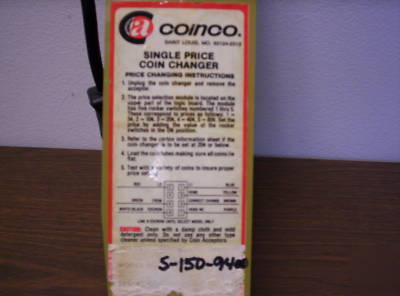 Coinco s-150-9400 single price coin changer