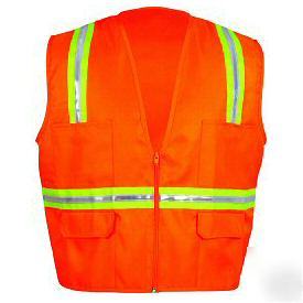 Multipocket orange safety vest surveyor style V4121 l