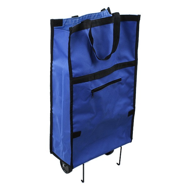 New folding light shopping trolley grocery bag blue 