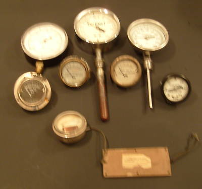 Vintage air pressure temperature battery gauges lot