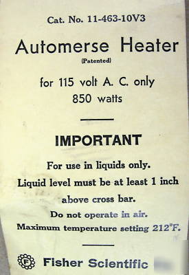 Fisher scientific automerse heaters and controls