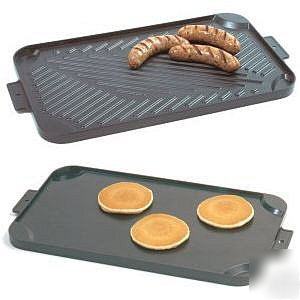 Griddle hd double burner stove top non-stick reversible