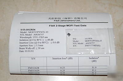 Fibx jdsu freespace optical isolator 1550NM dual stage