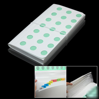 Green dots cover medium document file white organizer