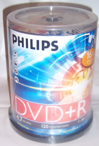 100 philips blank discs dvd recordable dvd+r 16X 4.7GB