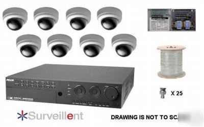 Complete pelco 8 camera cctv system DX4508-250 package