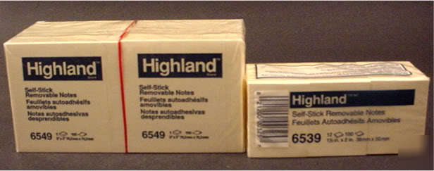 Lot of (2) 12PKS highland self-stick notes~3X3 +1 1/2X2