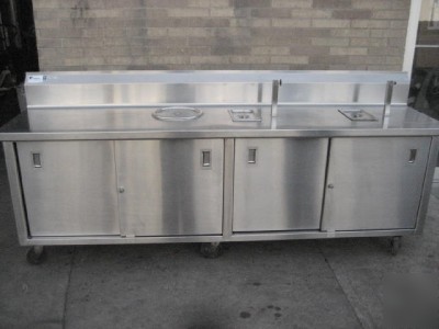 Electric wells warmer stainless work table sliding door