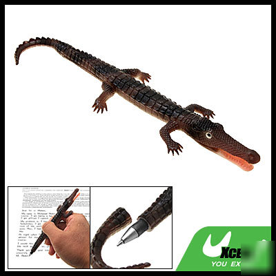 Fexible black crocodile animal shaped ball point pen