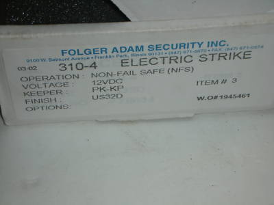  folger adams 310-4 electric strike 3104
