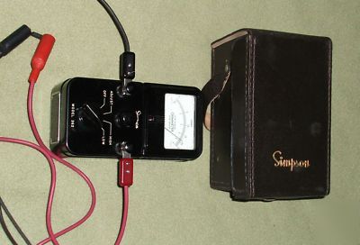 Simpson 362 ohm meter, with test leads & leather case