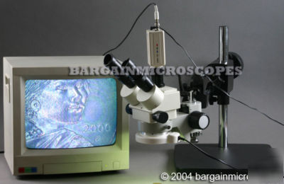 3X-90X zoom stereo trinocular dual arm boom microscope 