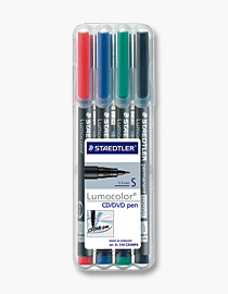 Staedtler lumocolor cd / dvd marker pens 0.4MM 4 pack 