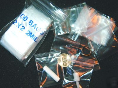 2 x 2 resealable poly bags ( 2 mil clear )