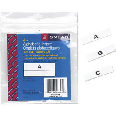 25 ct a-z inserts for hanging file folder tabs 1/5 cut