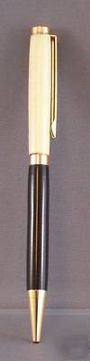 Handmade executive pen 24K gold black wood & white wood