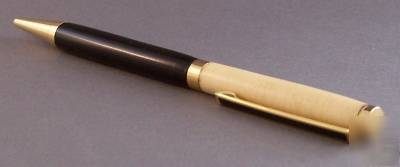 Handmade executive pen 24K gold black wood & white wood