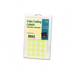 Removable round labels - neon yellow (3/4 ) (2-pk.)