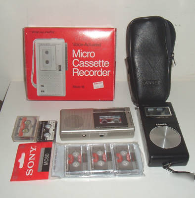 3 older microcassette recorders lanier panasonic realis