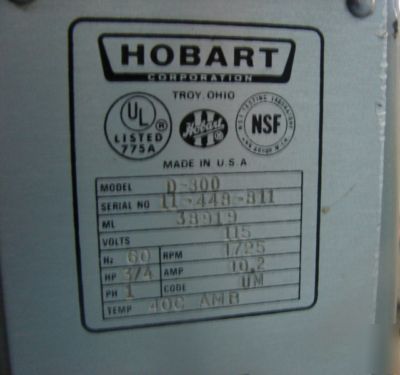 Hobart D300 30 quart mixer with attachments
