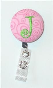 Monogrammed personalized retractable id badge reel