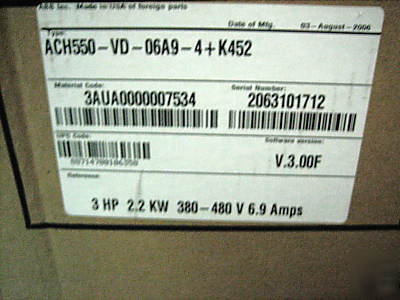 Abb ACH550 hvac drive plus e-bypass